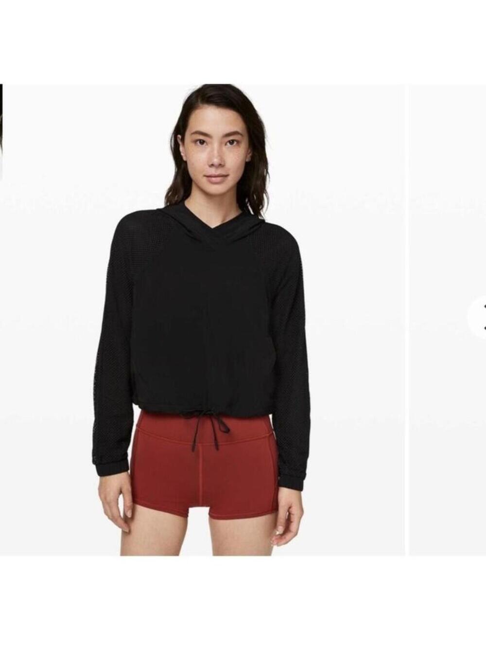 Lululemon Catch a Breeze Hooded Pullover Mesh Sleeves Black Women’s XS LW3BYWS - Picture 2 of 15